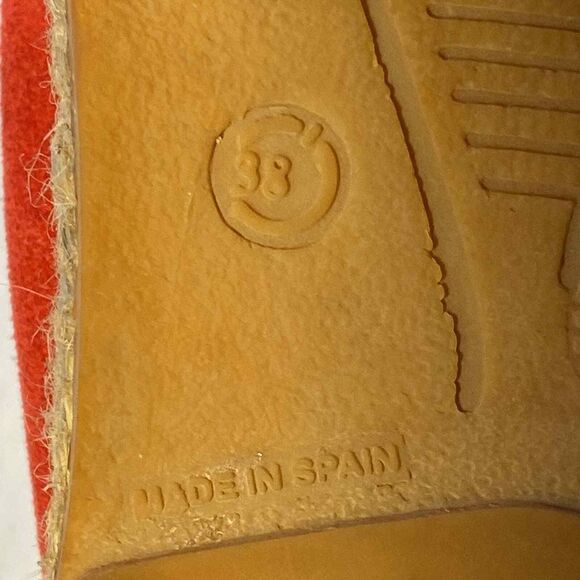 Macarena Espadrille Shoes Womens US 7.5 EU 38 Suede Elisa Scalloped Slip On Red - Picture 13 of 13